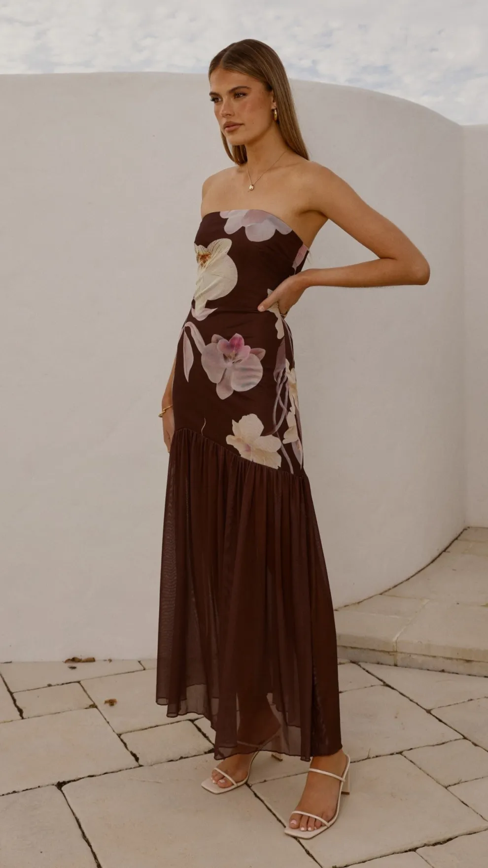 Elle Maxi Dress - Brown Floral
