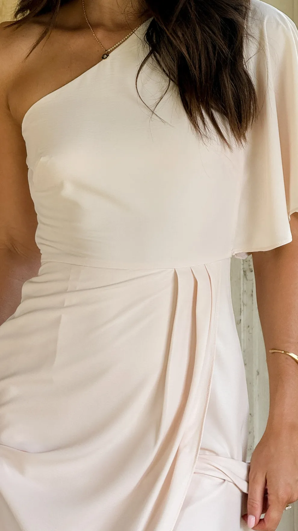 Emma One Sleeve Maxi Dress - Ivory