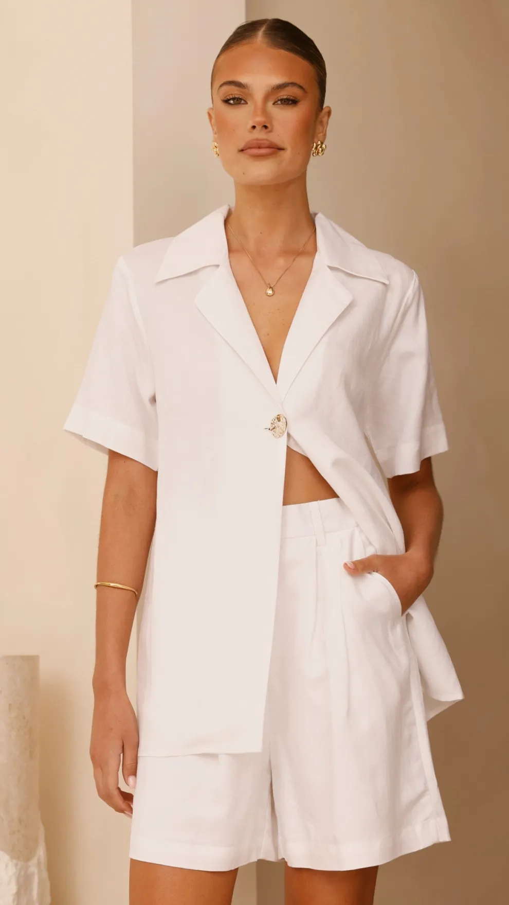 Emmaline Button Shirt - White