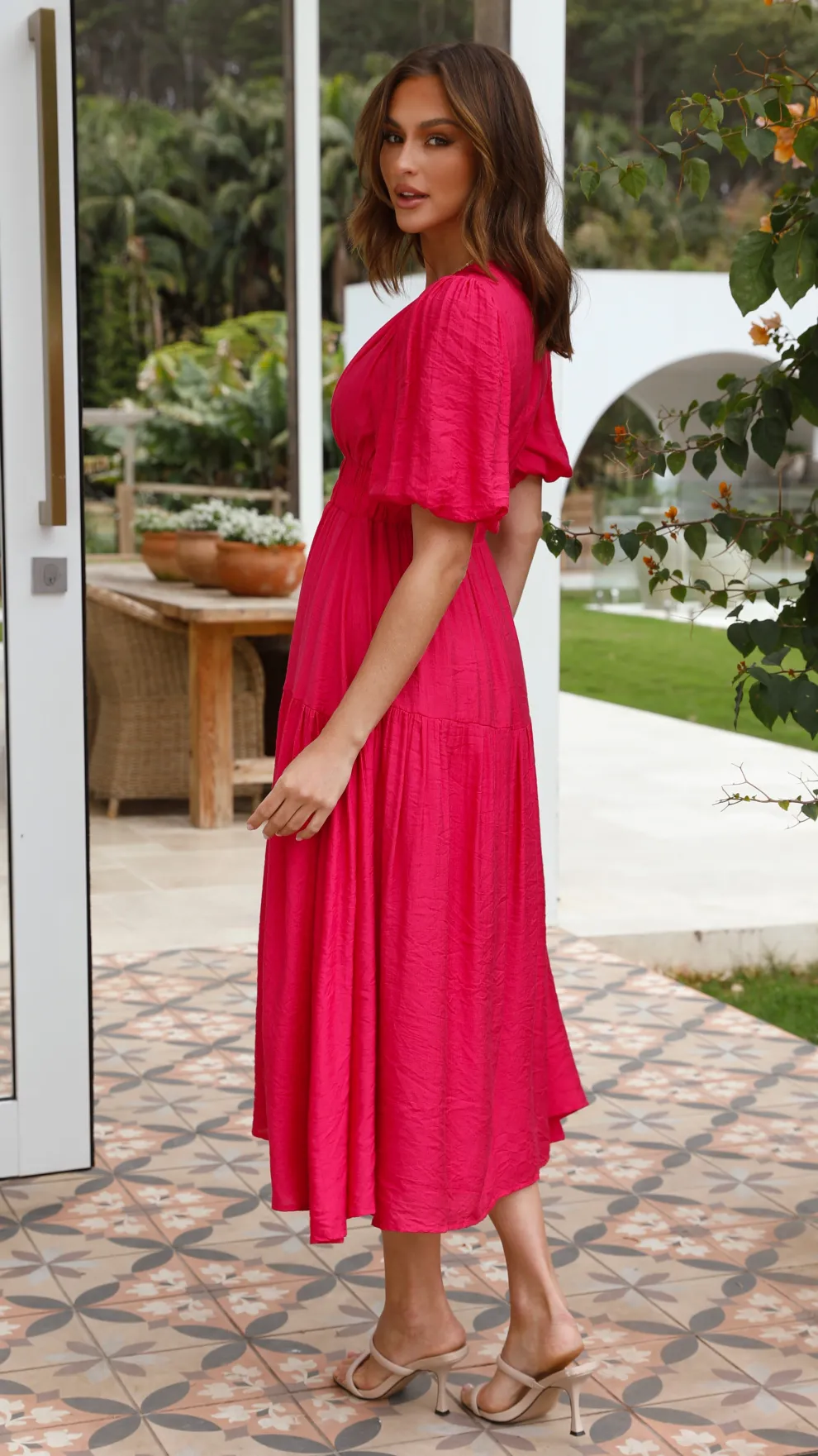 Erin Midi Dress - Magenta