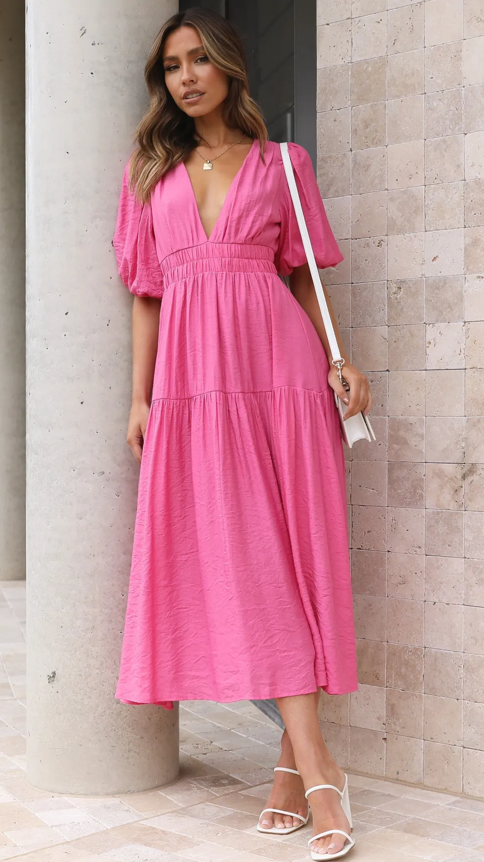 Erin Midi Dress - Pink