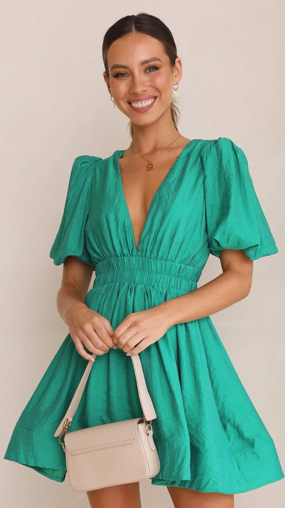 Erin Mini Dress - Emerald