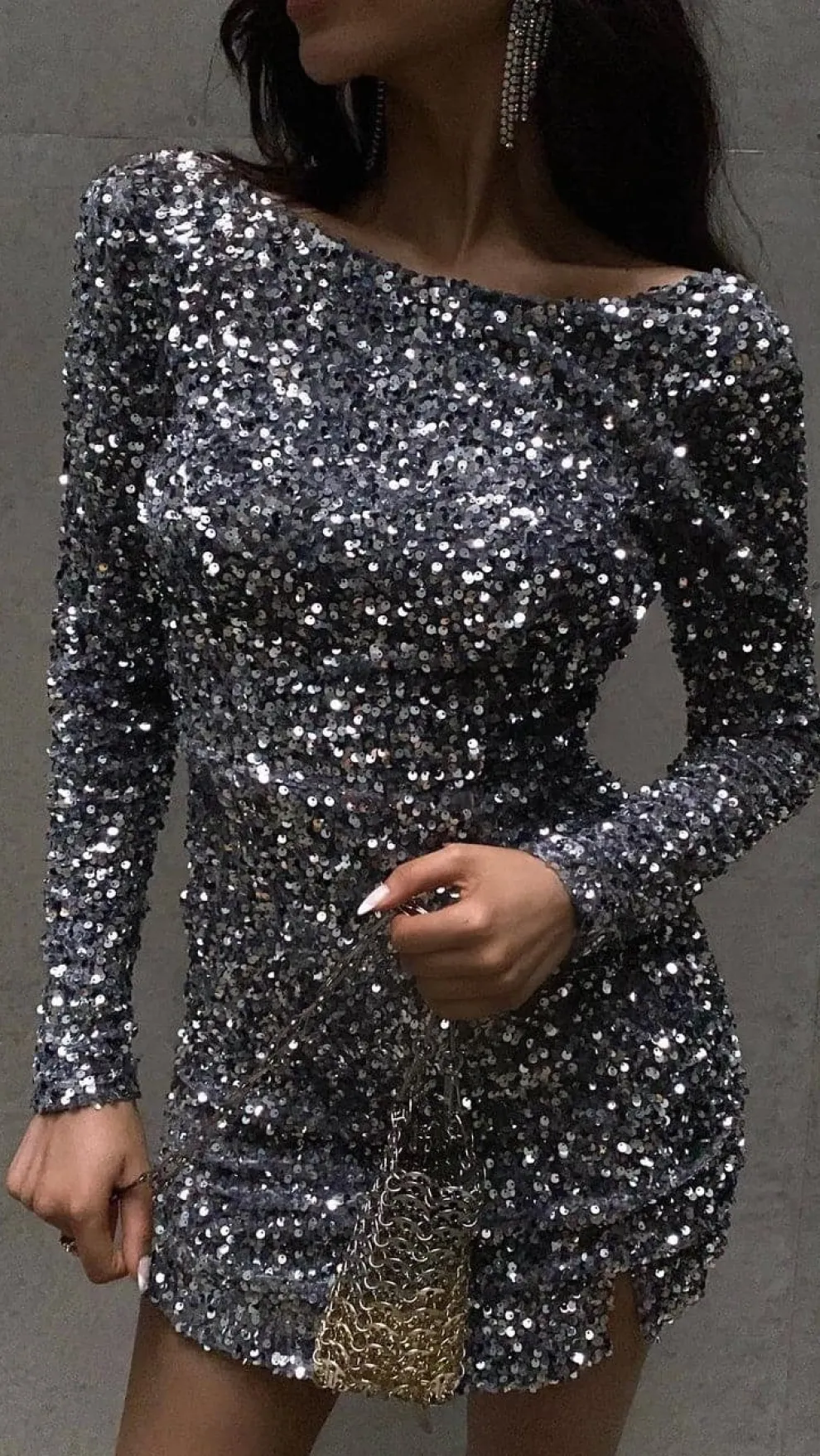 Felicia Mini Dress - Silver