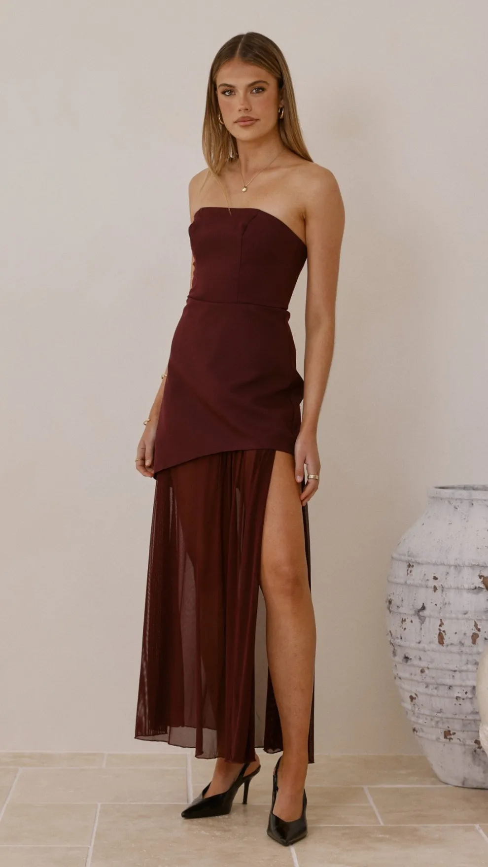 Fenella Asymmetrical Maxi Dress - Plum