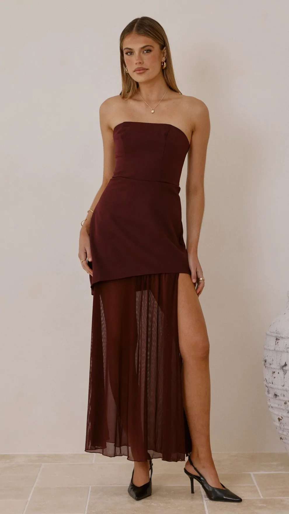 Fenella Asymmetrical Maxi Dress - Plum