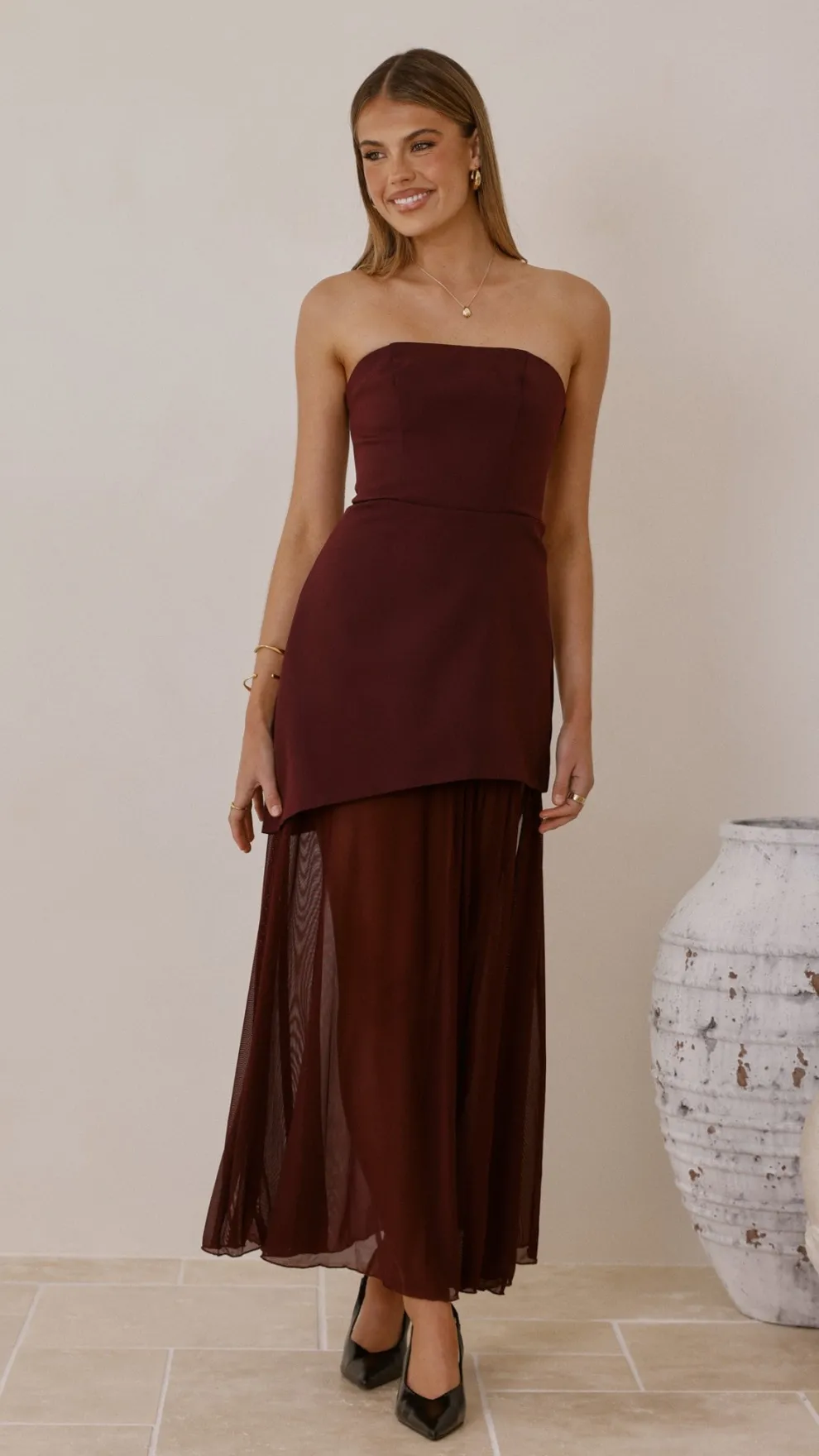 Fenella Asymmetrical Maxi Dress - Plum