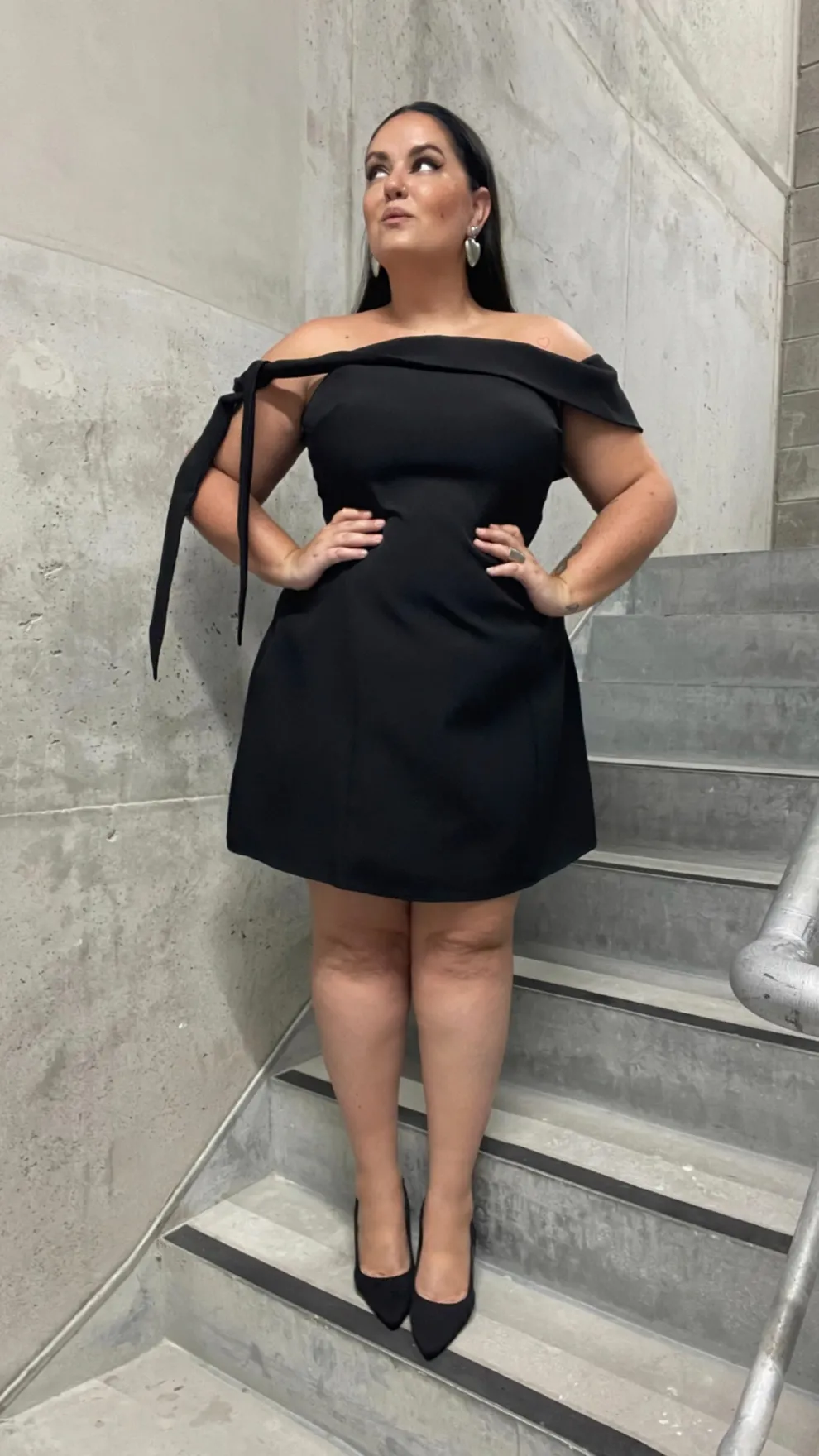 Halen Off Shoulder Mini Dress - Black