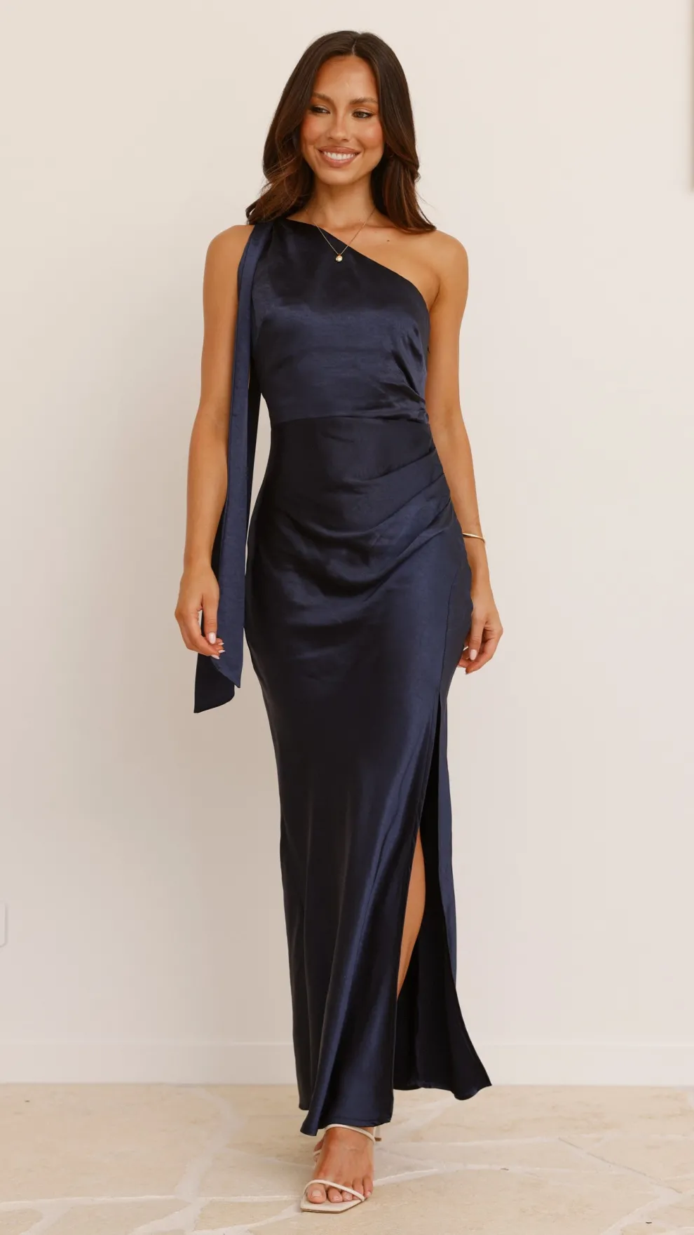 Halle One Shoulder Maxi Dress - Navy
