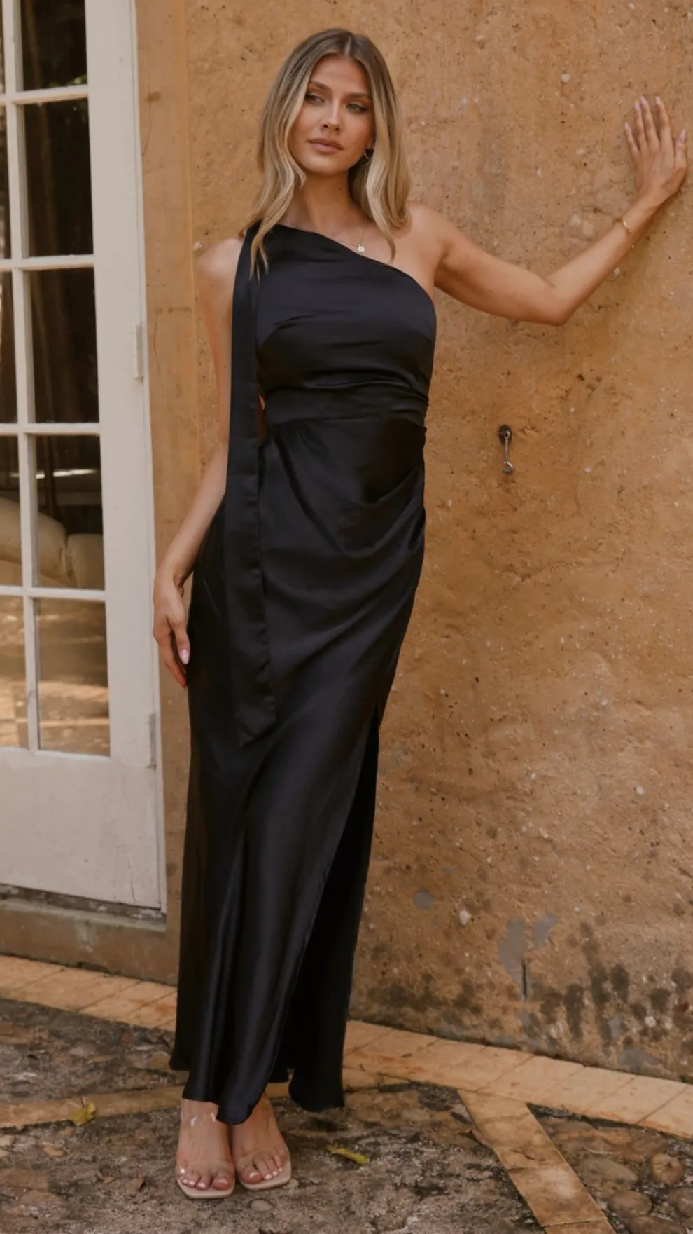 Halle One Shoulder Maxi Dress - Black