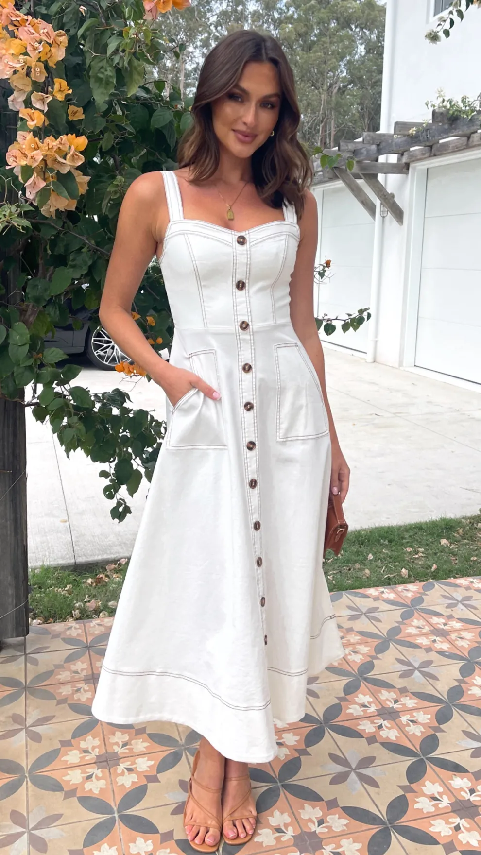 Indigo Midi Dress - White Denim