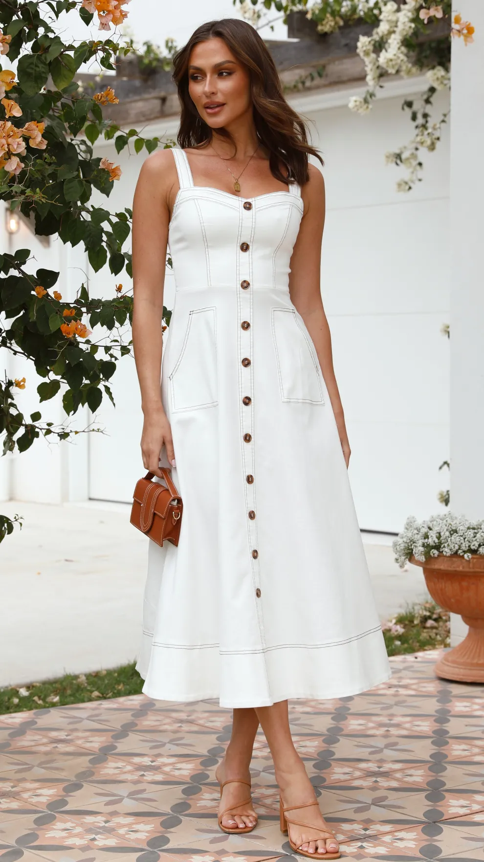 Indigo Midi Dress - White Denim