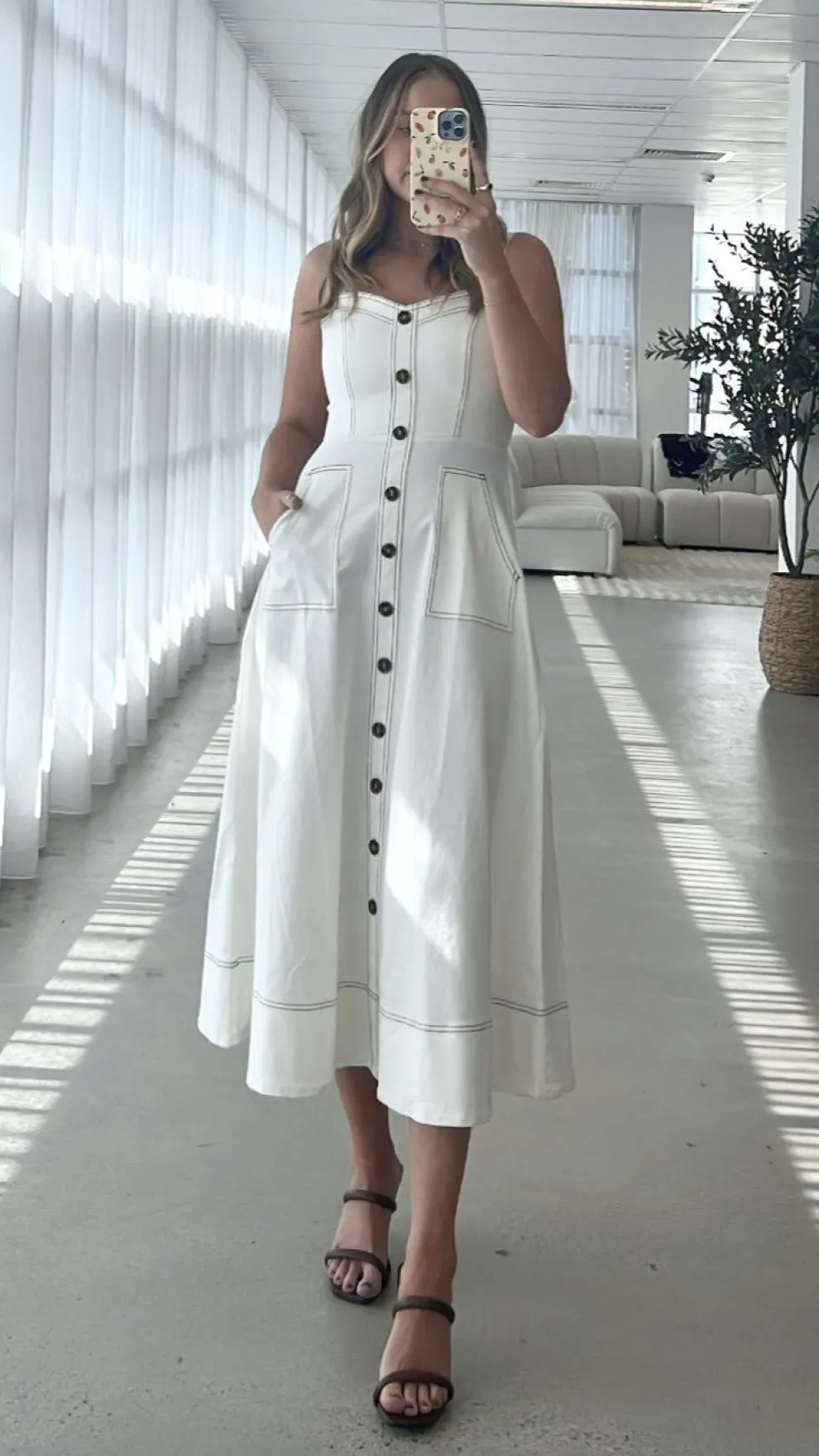 Indigo Midi Dress - White Denim