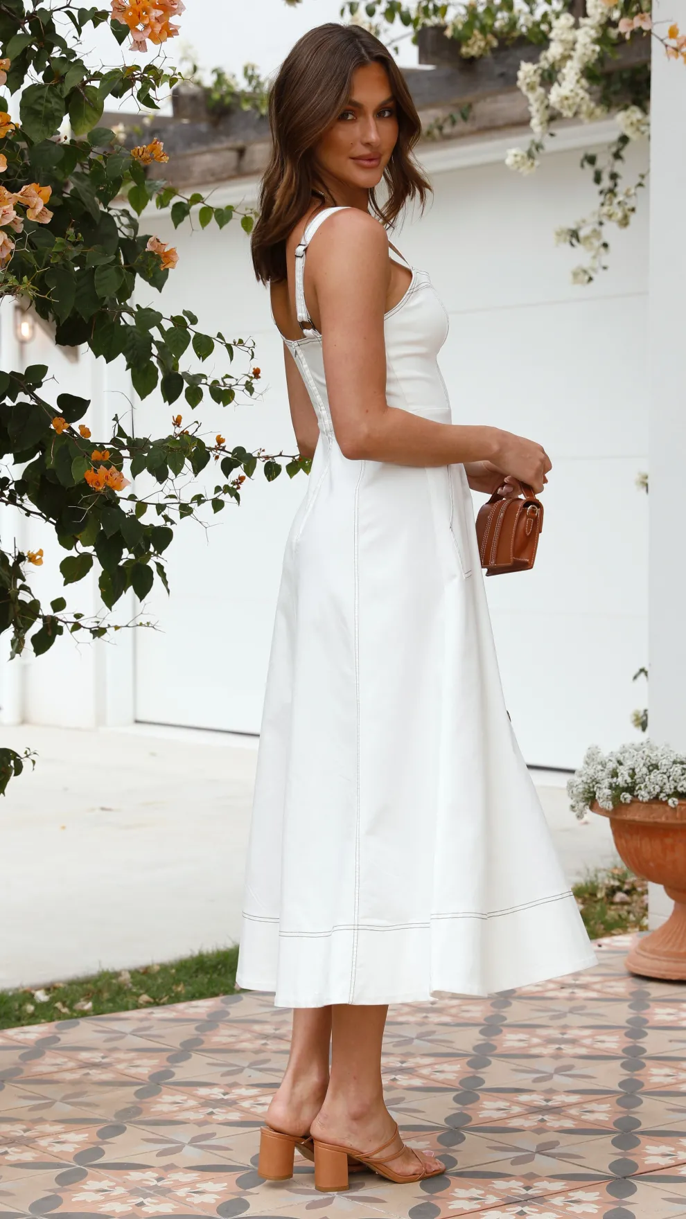 Indigo Midi Dress - White Denim