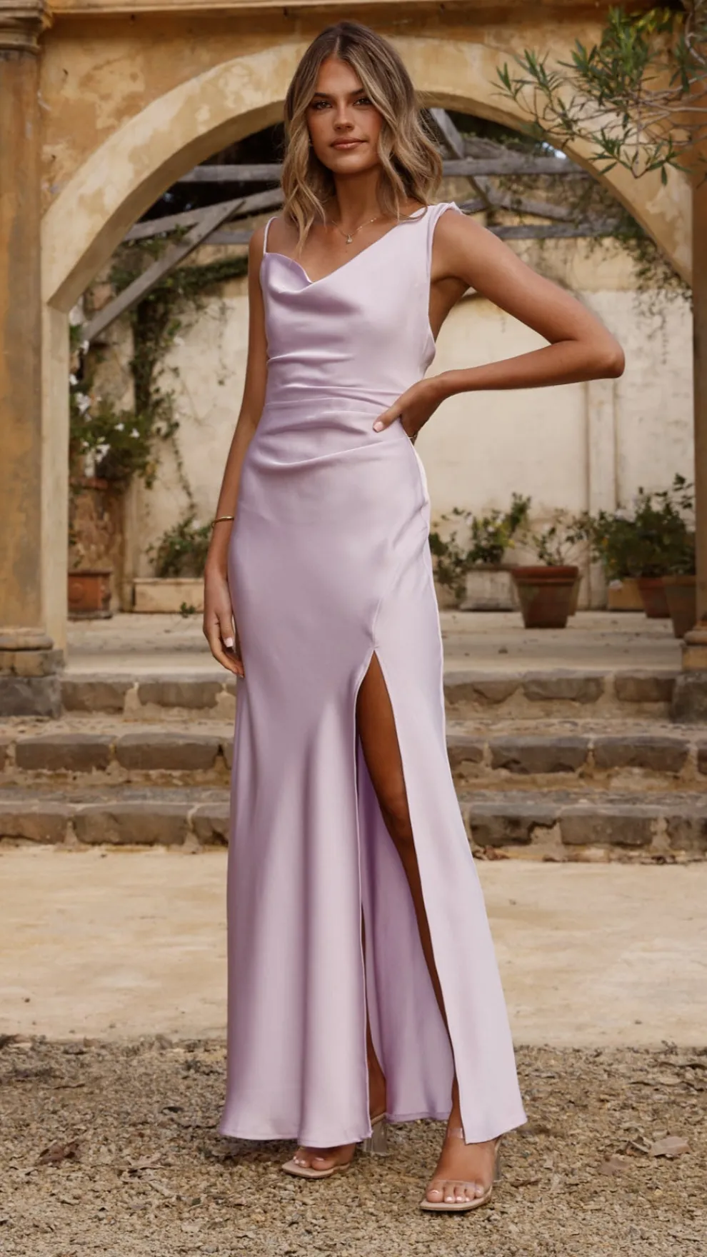 Iris Asymmetrical Maxi Dress - Lilac