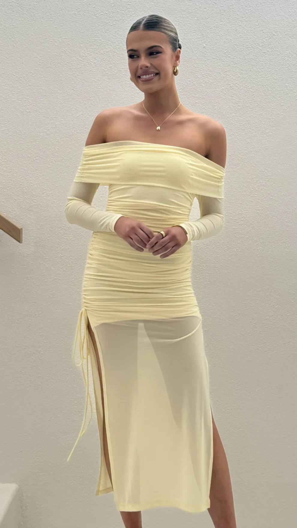 Isadora Off Shoulder Maxi Dress - Yellow