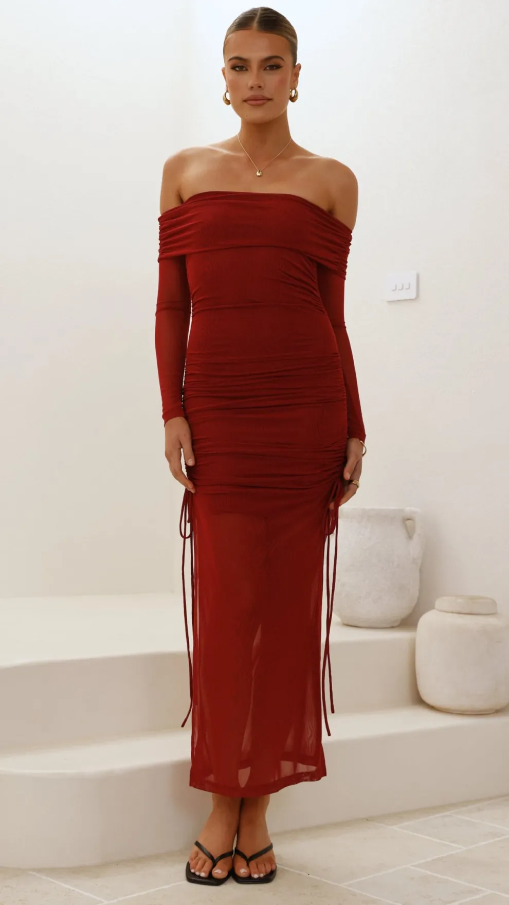 Isadora Off Shoulder Maxi Dress - Wine