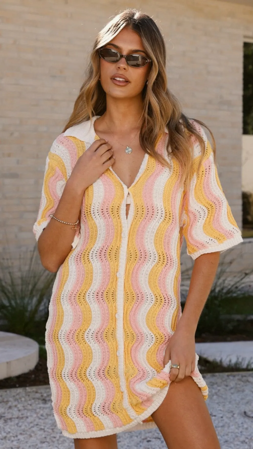 Izzi Knit Mini Dress - Sunset