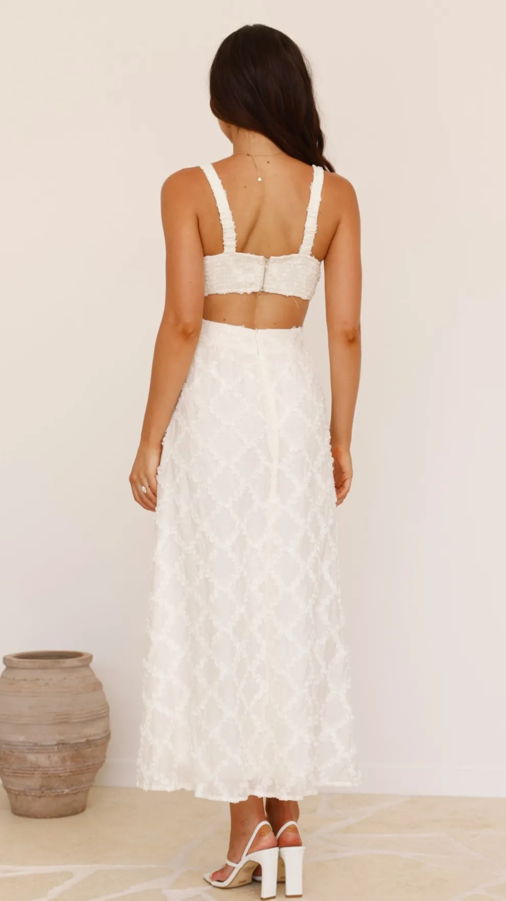 Jenny Side Cut Midi Dress - Cream