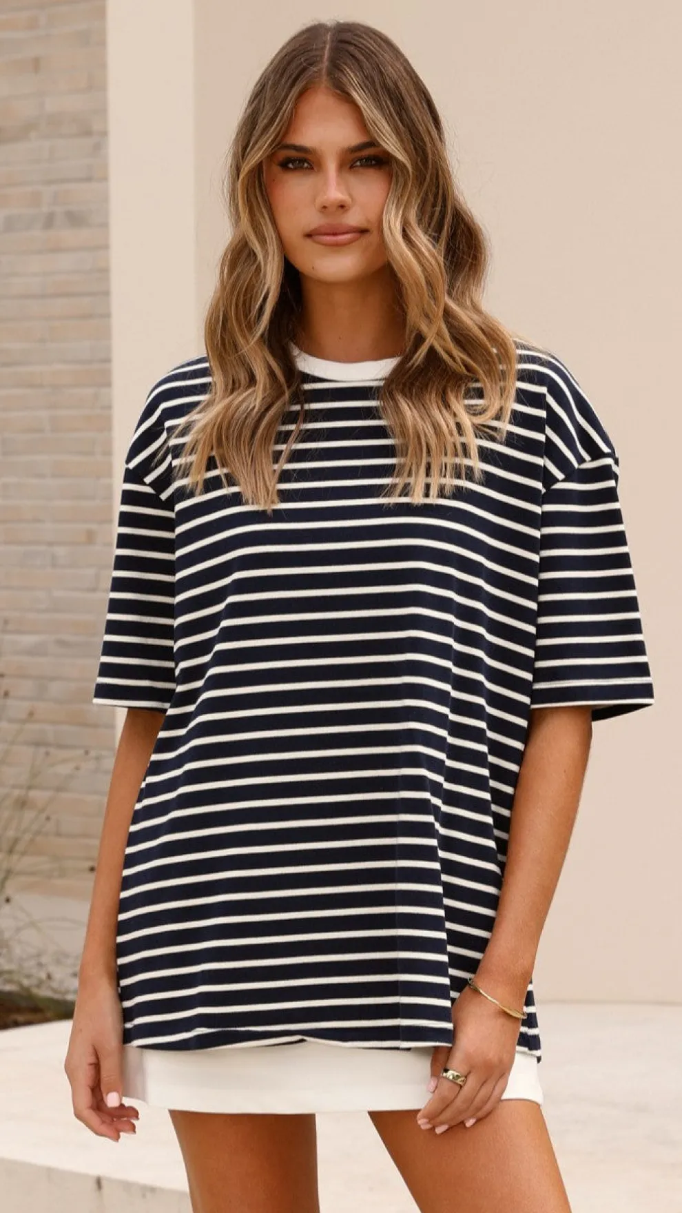 Jeto Oversized Tee - Navy/White