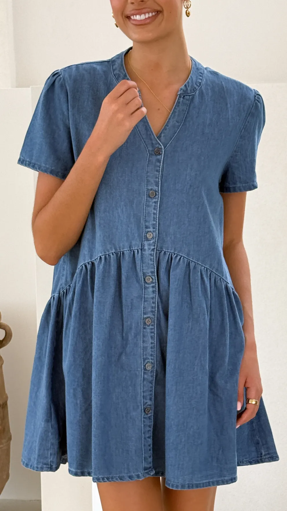 Juliani Mini Dress - Blue Denim