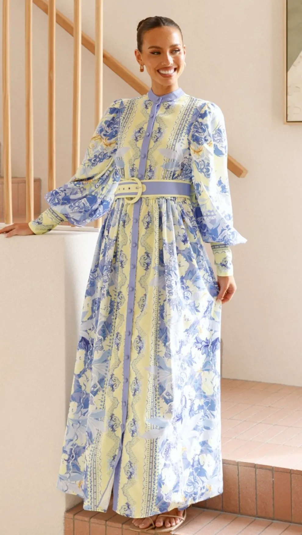 Kalliope Maxi Dress - Blue/Yellow