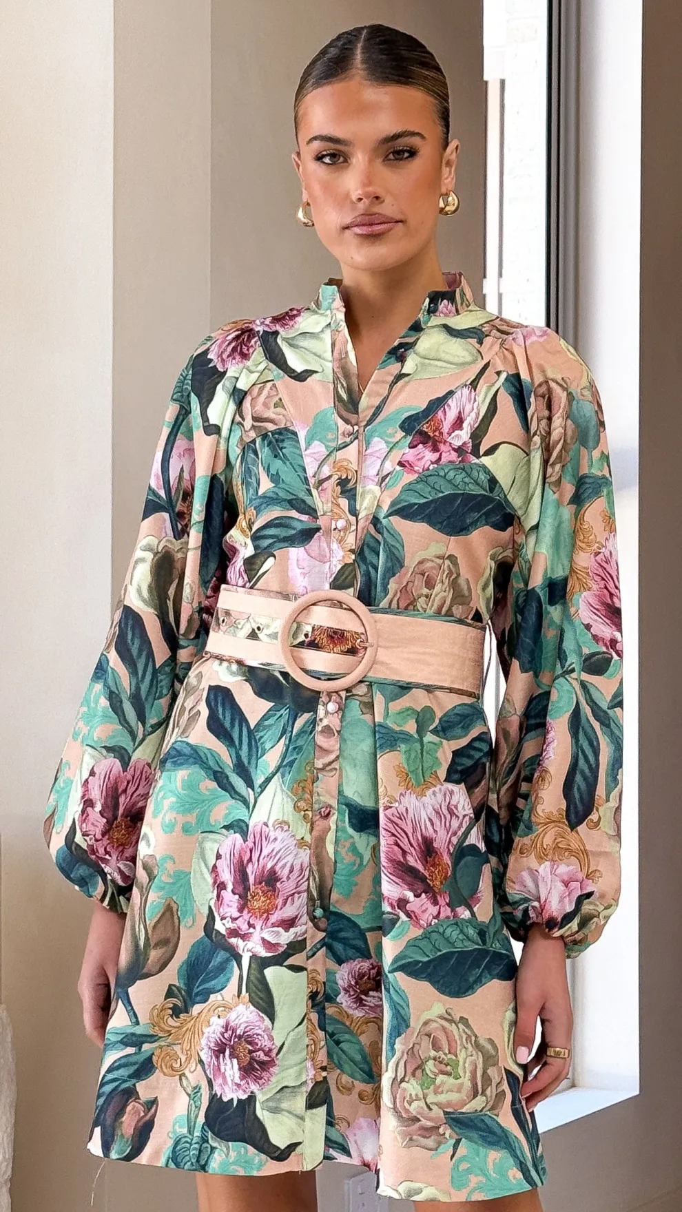 Katy Mini Dress - Mocha Rose