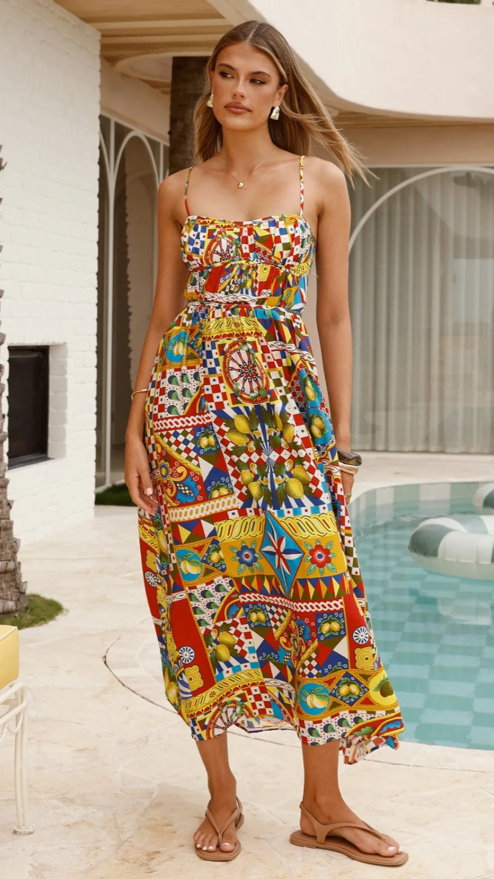 Kelani Luxe Midi Dress - Phaedra Print