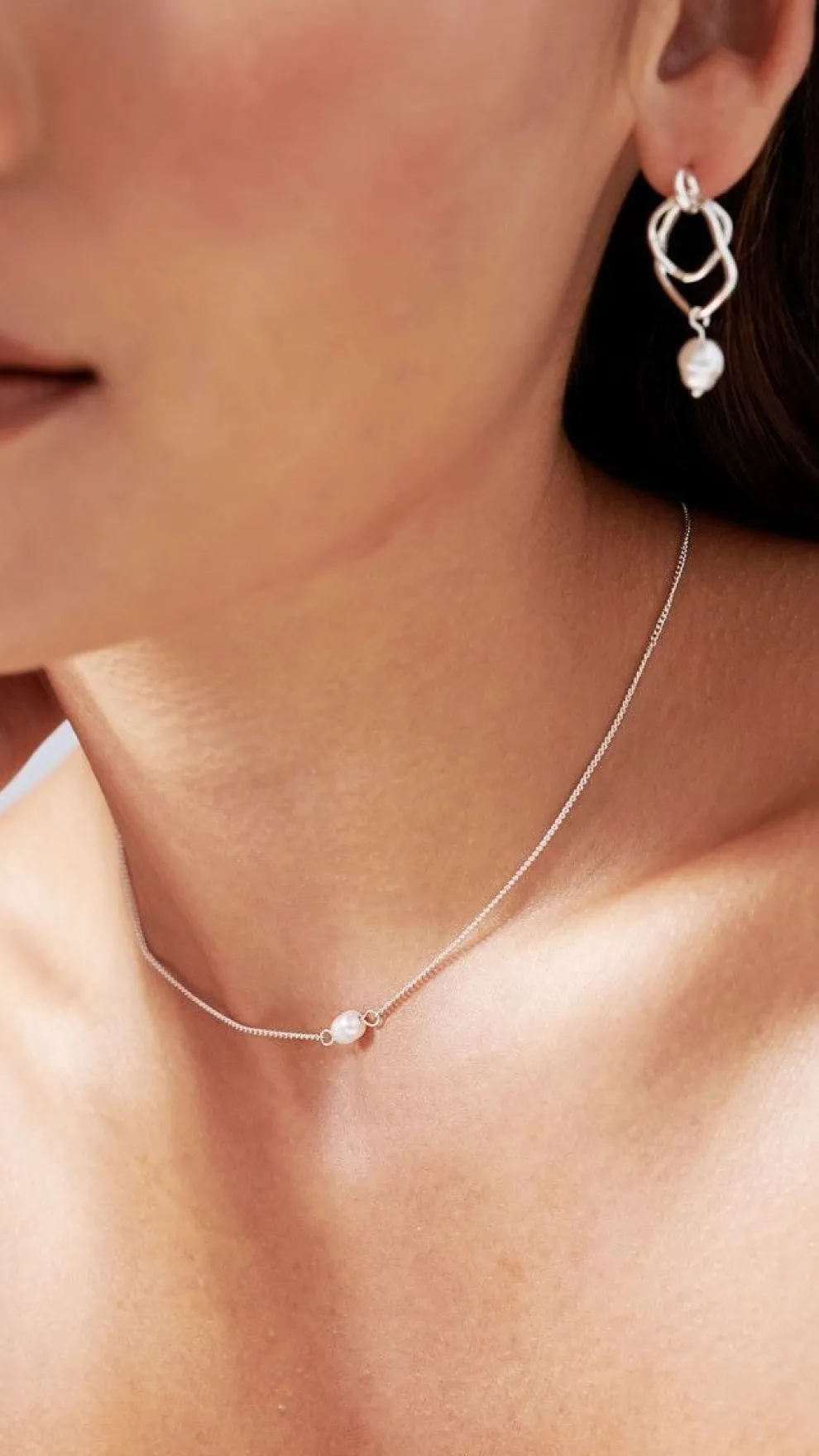 Kimmy Necklace - Silver/Pearl