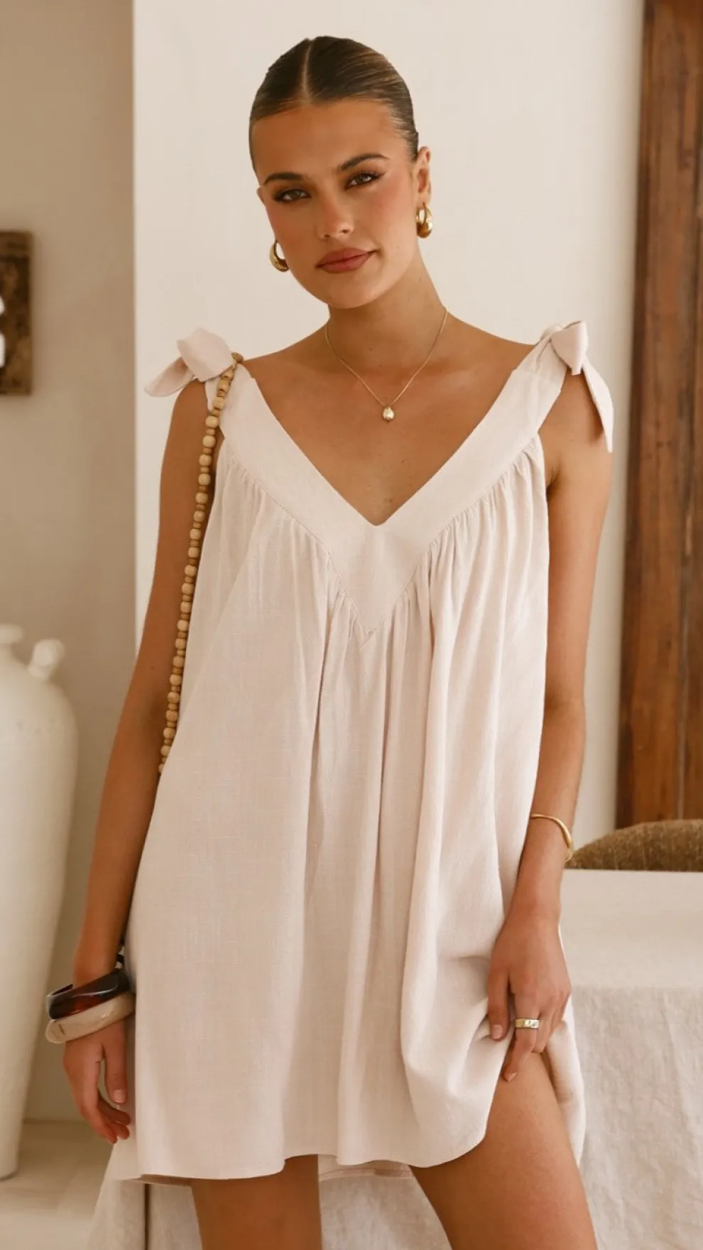 Lanna Mini Dress - Beige