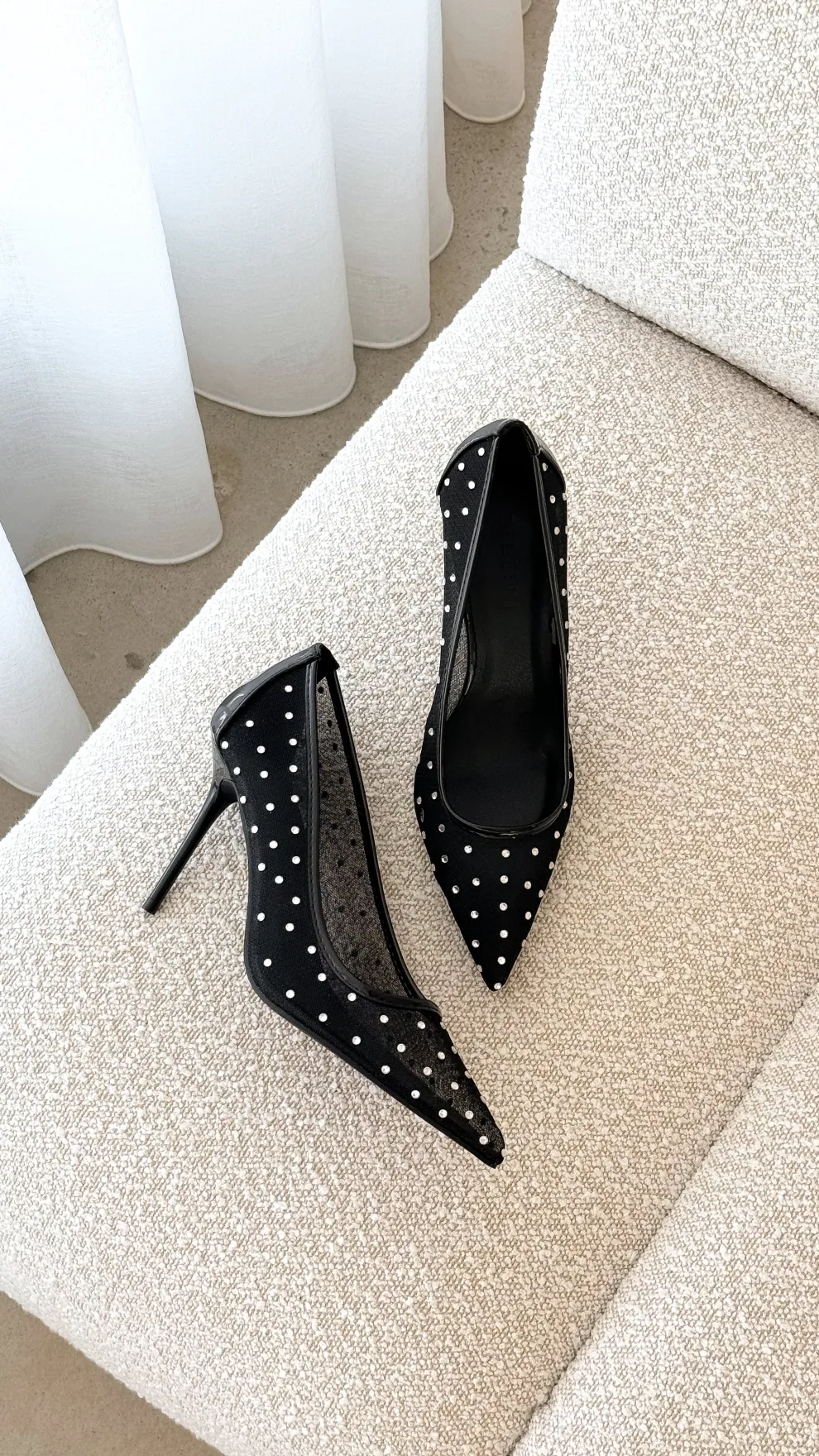 Lee Heels - Black Mesh Diamante