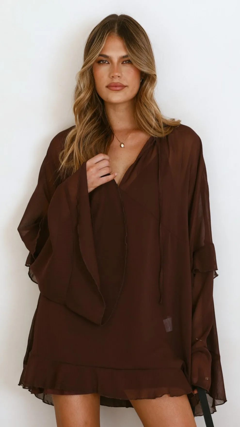 Leera Mini Dress - Chocolate