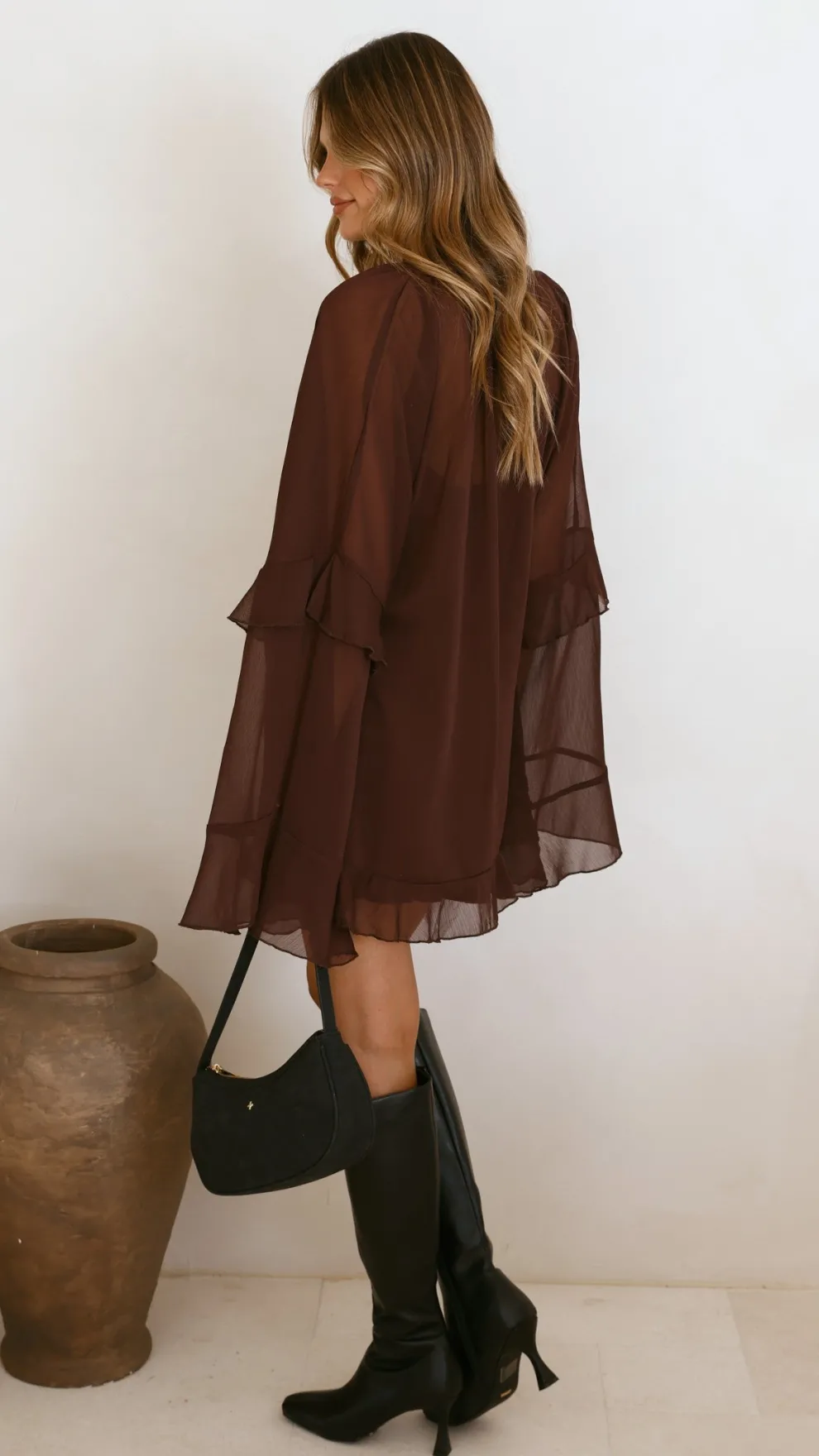 Leera Mini Dress - Chocolate