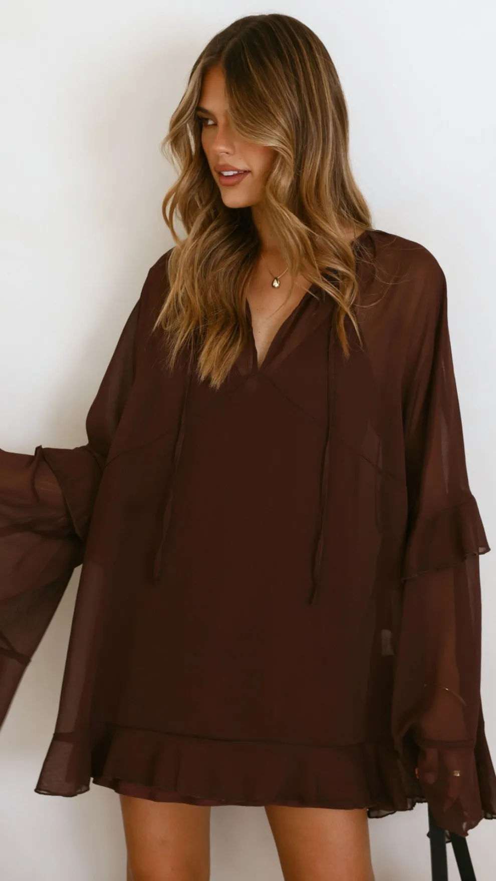 Leera Mini Dress - Chocolate