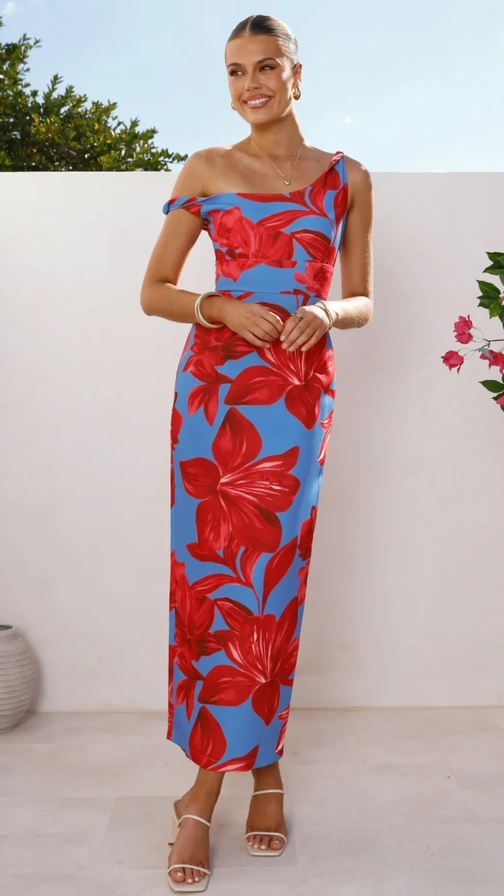 Lorina Maxi Dress - Red/Blue Floral