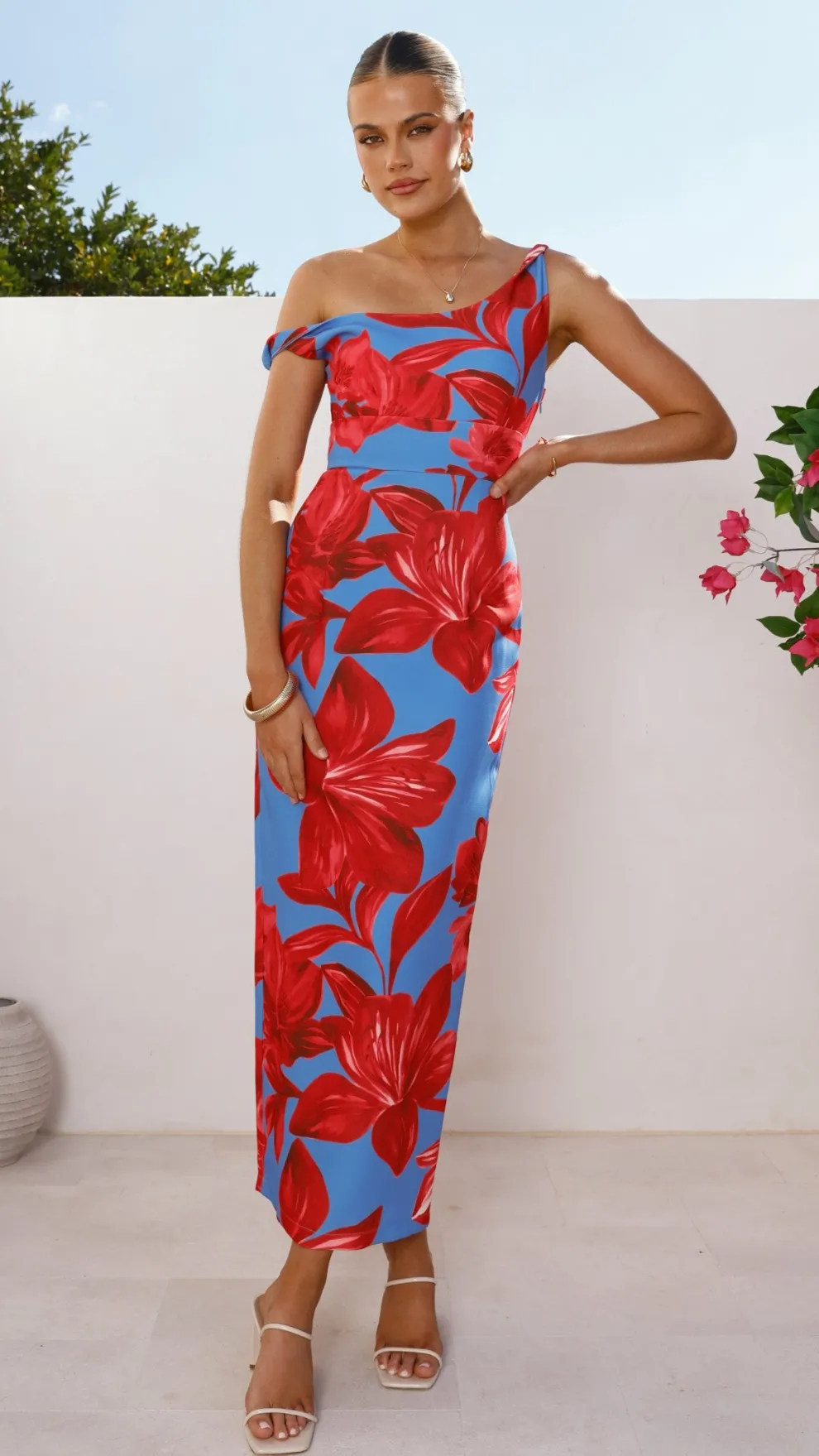 Lorina Maxi Dress - Red/Blue Floral