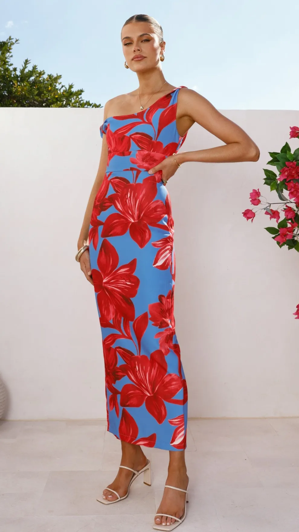 Lorina Maxi Dress - Red/Blue Floral