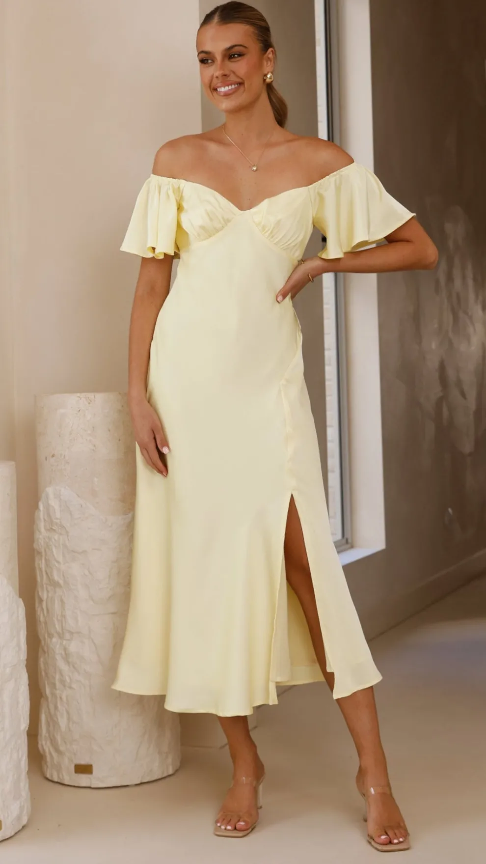 Louisa Midi Dress - Yellow