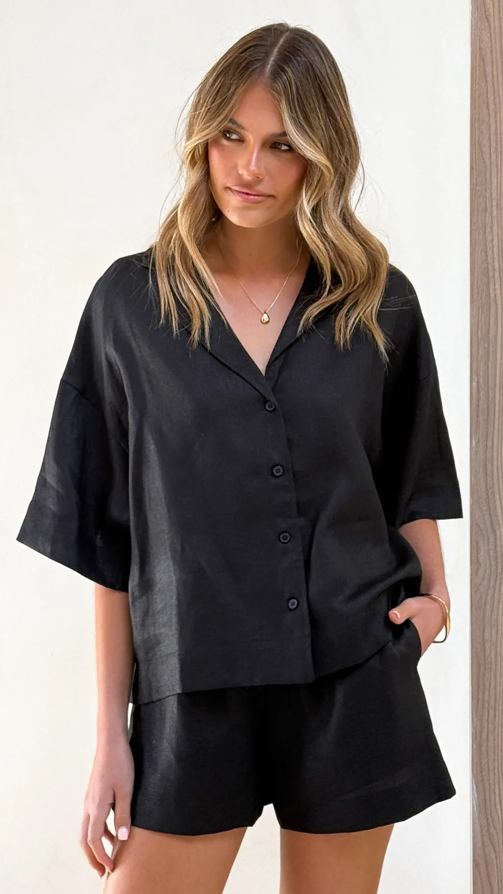 Luna Button Up Shirt - Black
