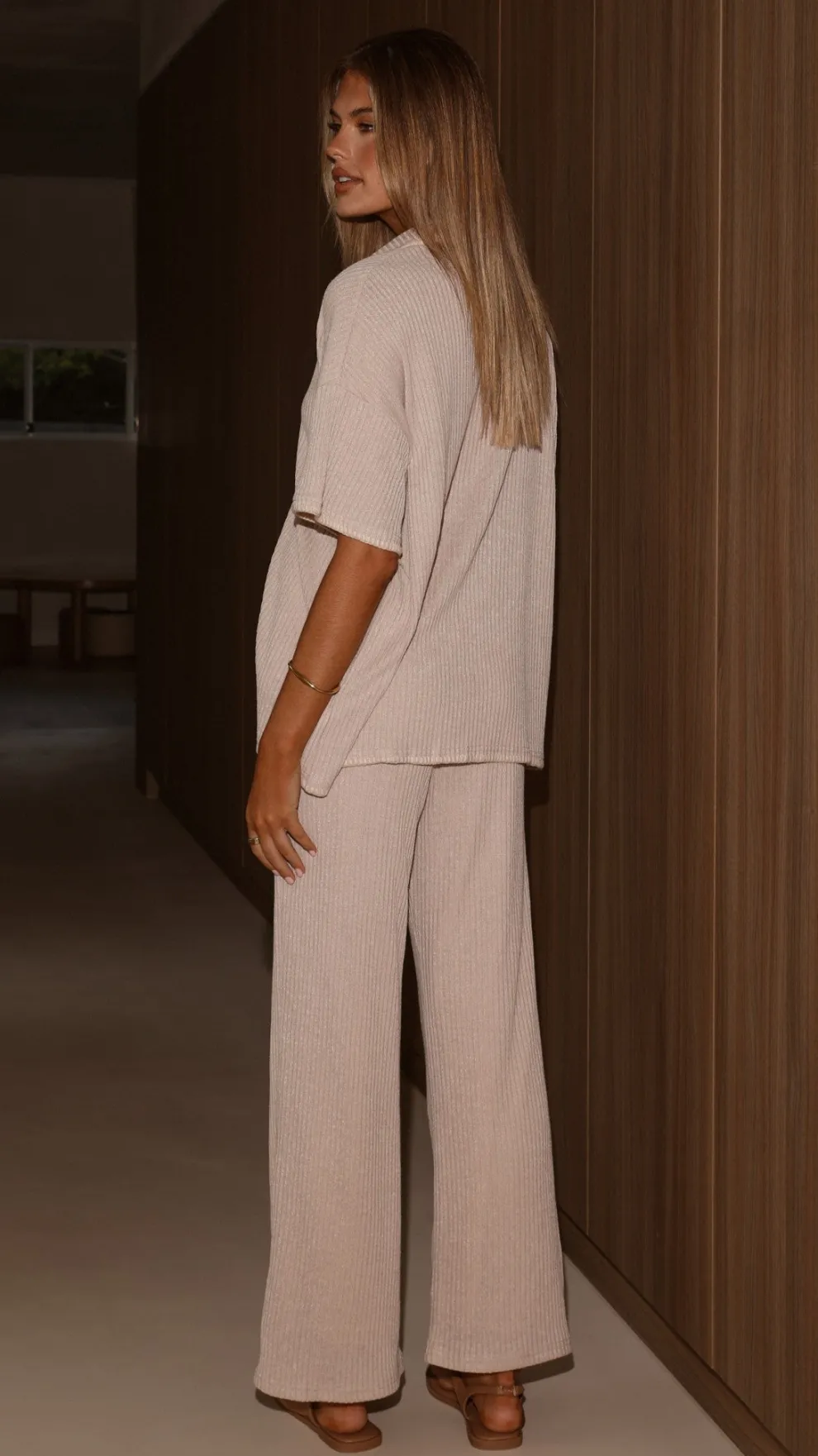 Madian Button Up Shirt and Pants Set - Taupe