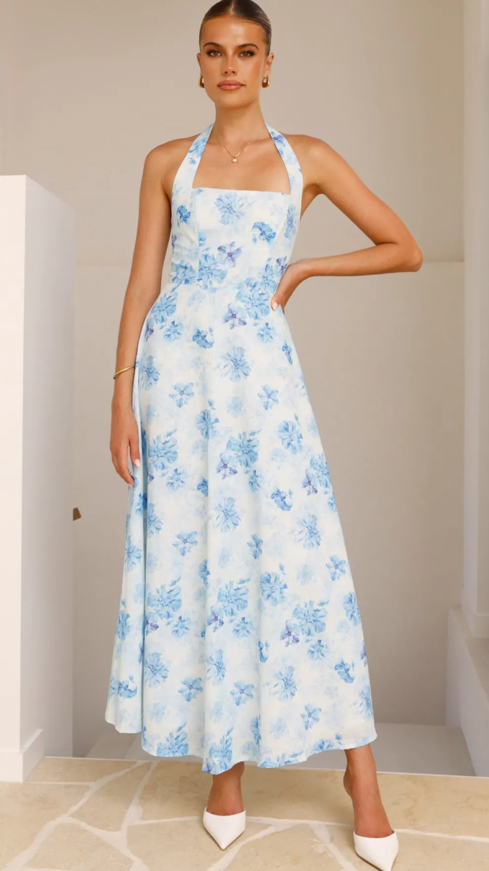 Mady Maxi Dress - Blue Floral