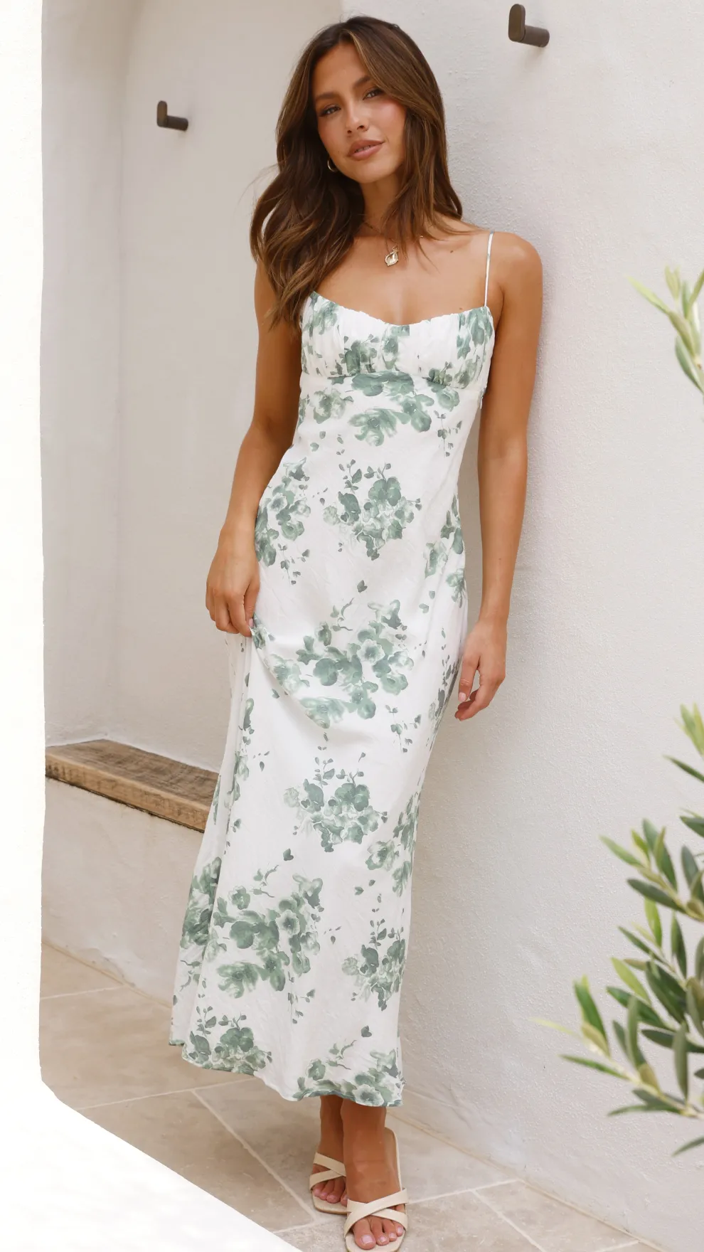 Margie Midi Dress - Green Floral