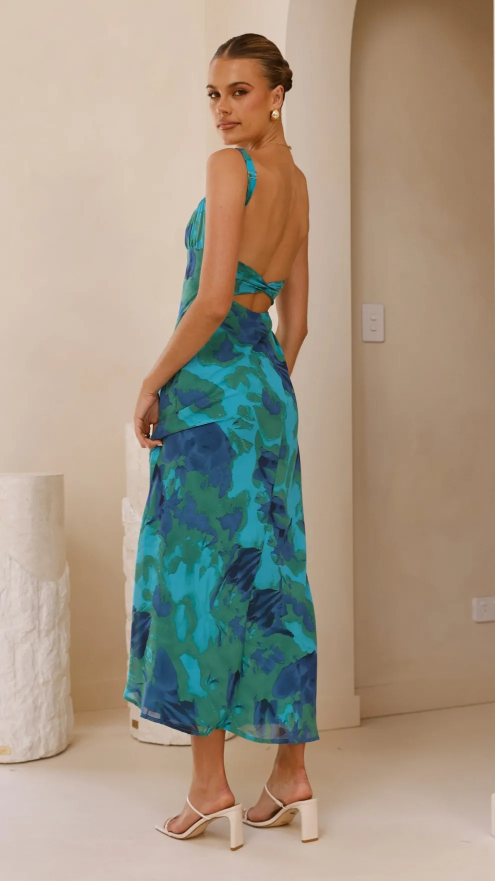 Margo Midi Dress - Blue/Green Floral