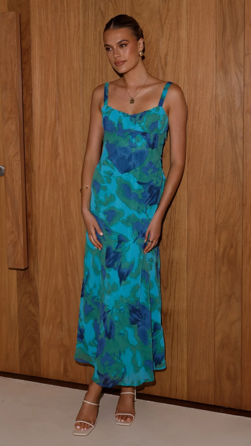 Margo Midi Dress - Blue/Green Floral