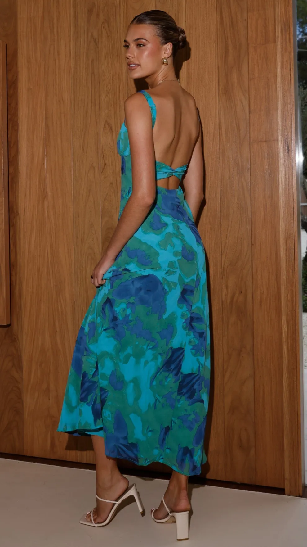 Margo Midi Dress - Blue/Green Floral