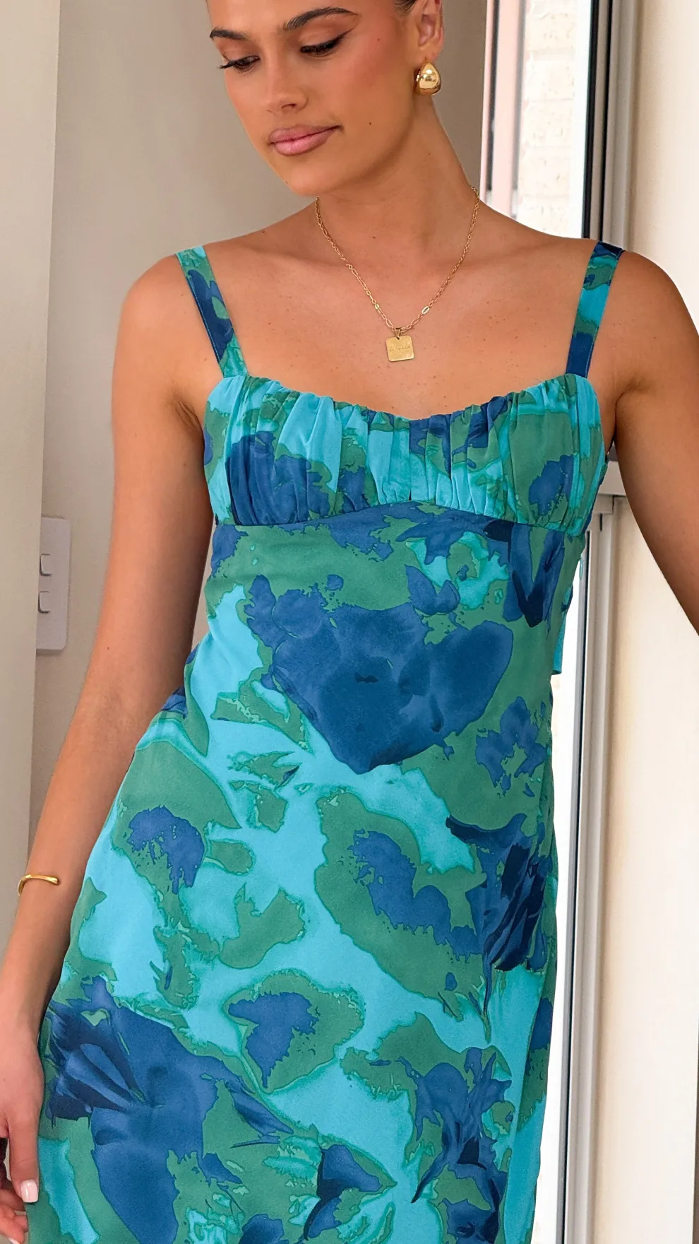 Margo Midi Dress - Blue/Green Floral