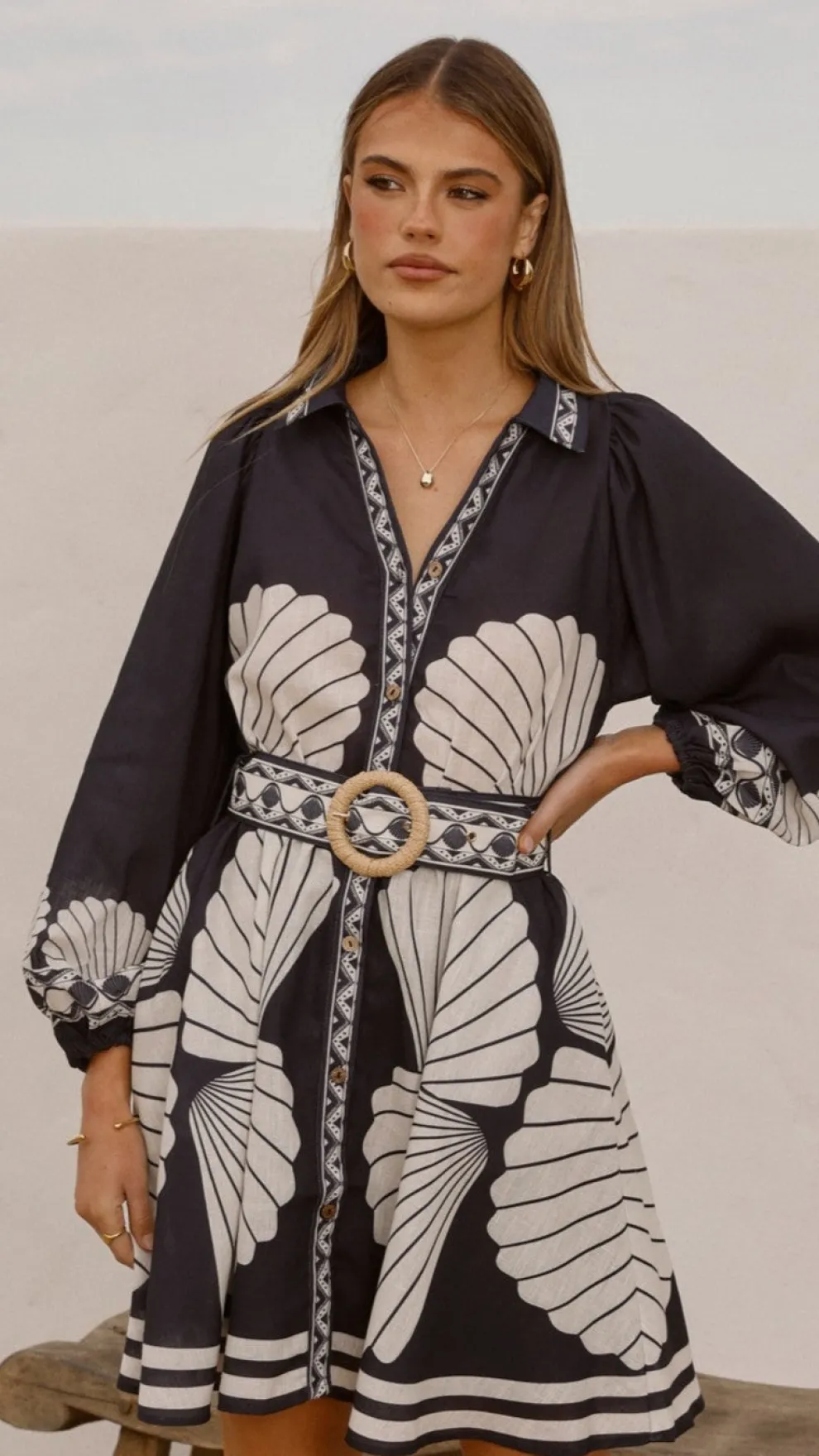 Mariel Long Sleeve Mini Dress - Black