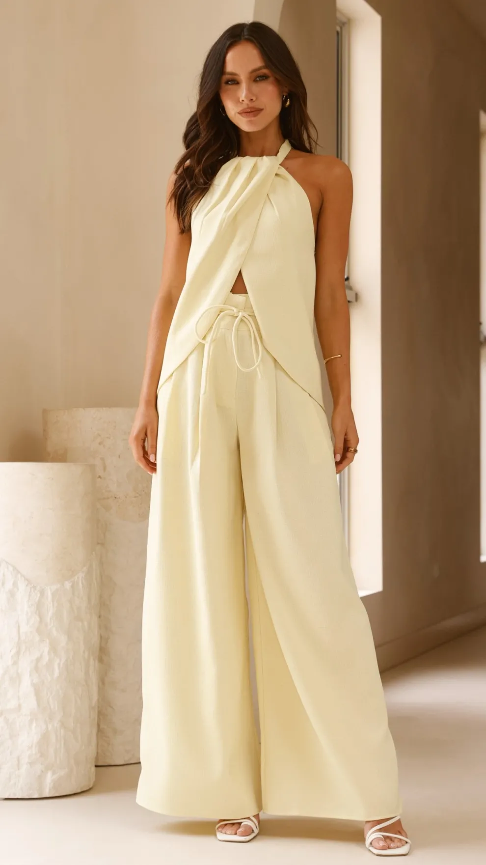 Melinda High Waist Pants - Soft Yellow