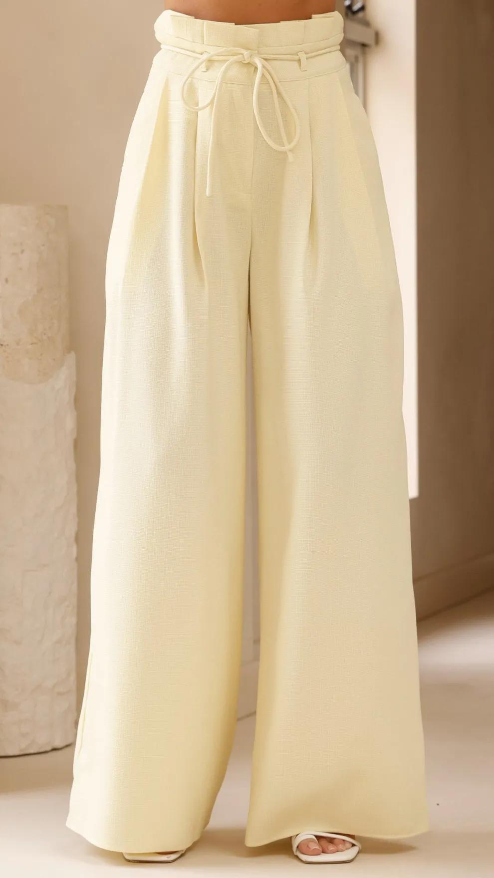 Melinda High Waist Pants - Soft Yellow