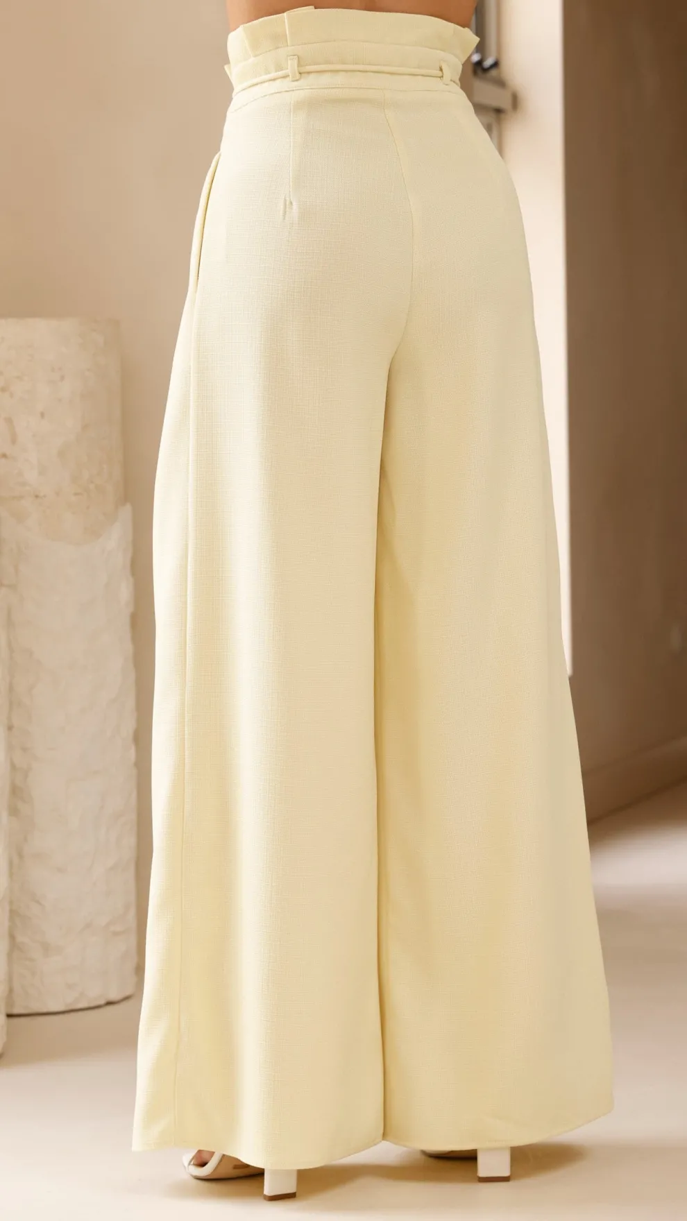 Melinda High Waist Pants - Soft Yellow