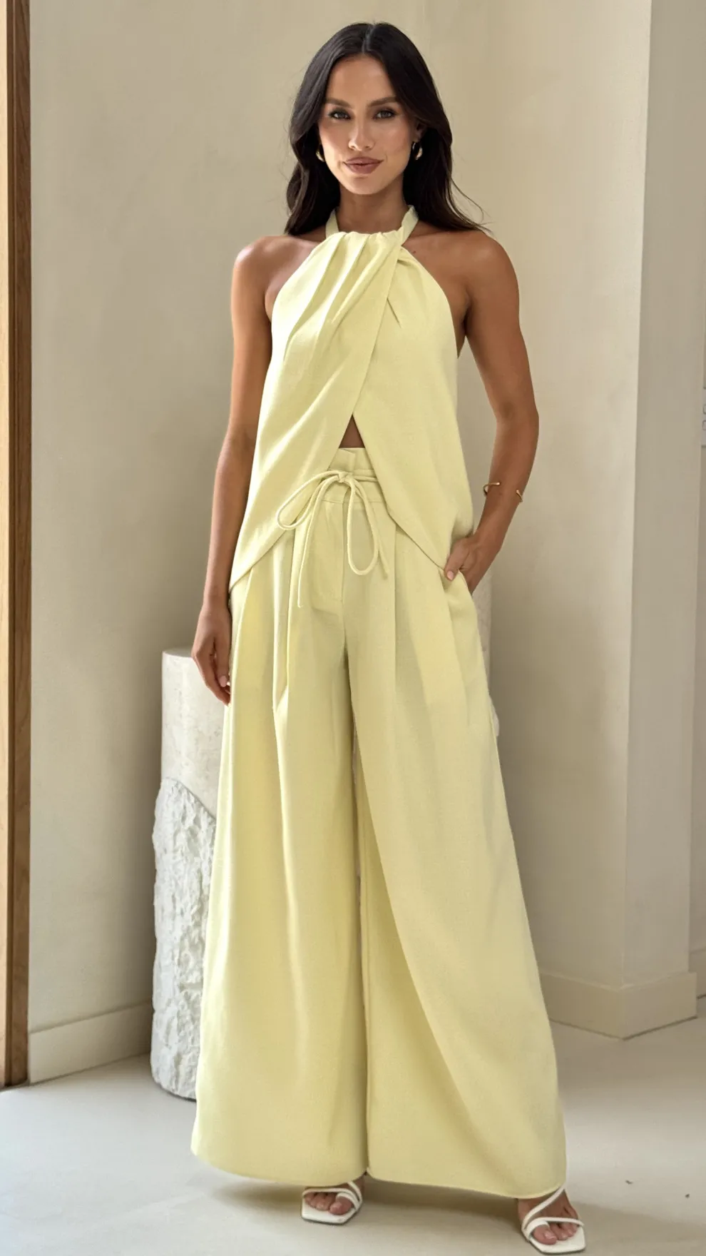 Melinda High Waist Pants - Soft Yellow